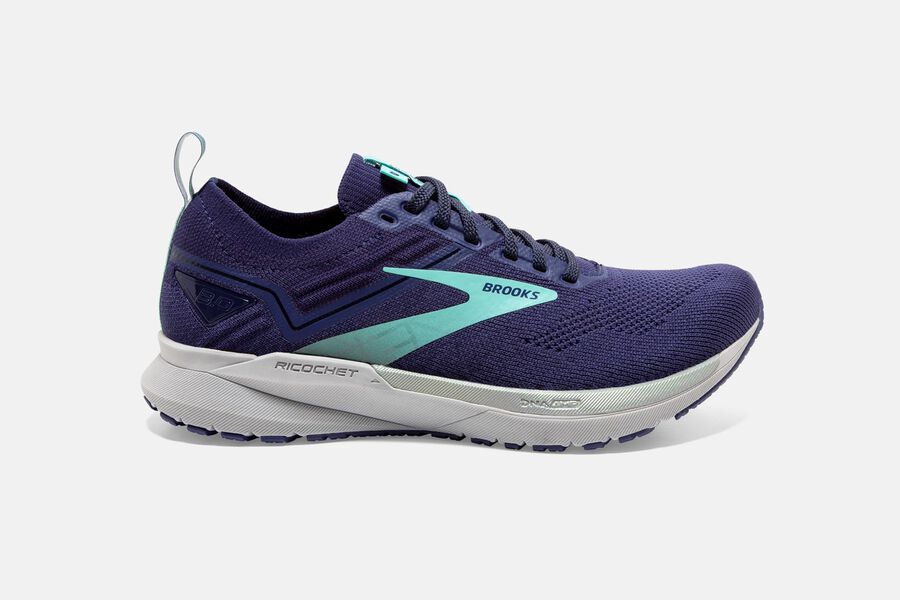 Brooks Israel Ricochet 3 Road Running Shoes Womens - Purple/Turquoise - LKY-370865